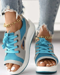 Pink® | Orthopedic muffin sandals with cutout and laces