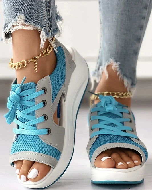 Pink® | Orthopedic muffin sandals with cutout and laces