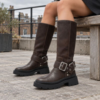 Violet | Women’s Mid Calf Buckle Strap Boots