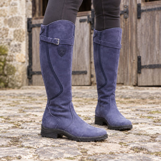Women’s Knee-High Boots – Slim Fit – Water-Resistant Suede Look – Strap Buckle Detail