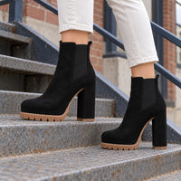 Women’s Leopard Print Ankle Boots – Thick Square High Heel
