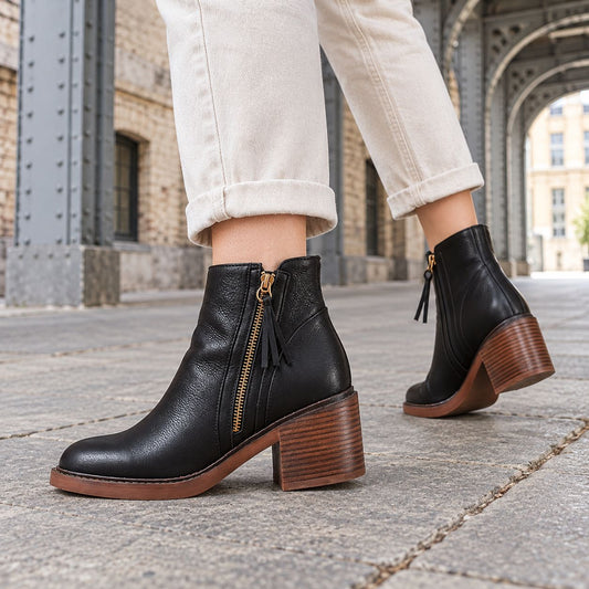 Zara | Women’s Brown Retro Chunky Heel Boots