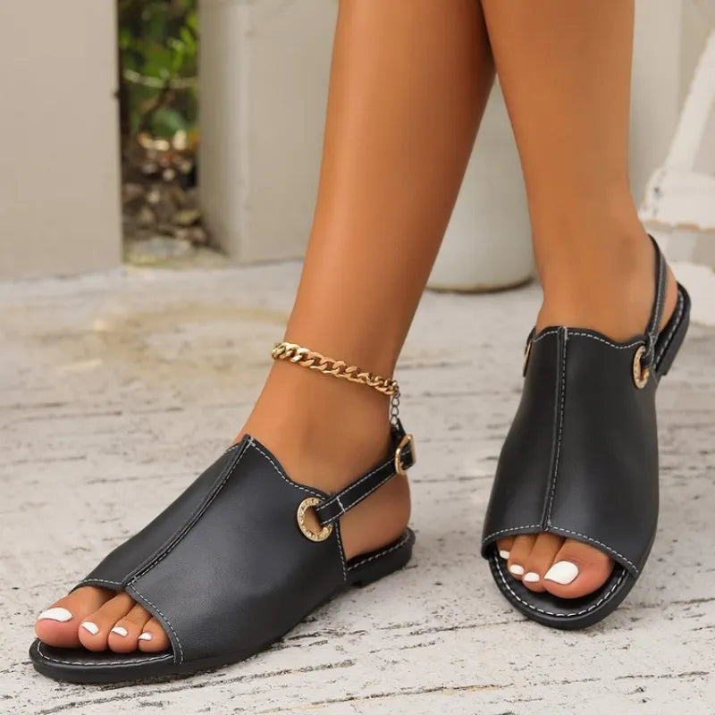 Alessia | Women’s Peep-Toe Back-Strap Flat Sandals