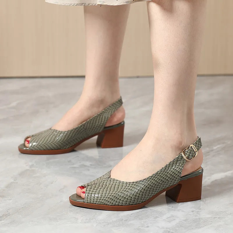 Nola | Women’s Leather Peep-Toe Sandals