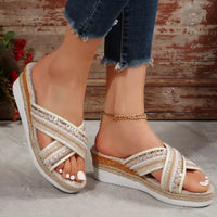 Dahlia | Linen Platform Wedge Sandals