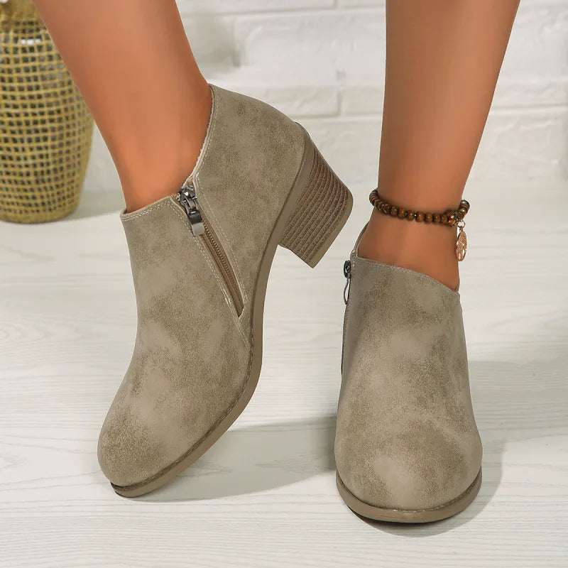 Liora | Women’s Round-Toe Chunky Heel Ankle Boots