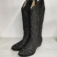 Stella | Glamorous Women’s Rhinestone Floral High Boots