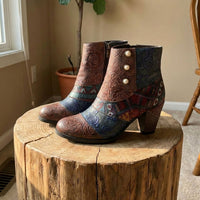 Ella | Women's Floral-Patterned Heeled Boots