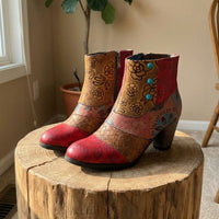 Ella | Women's Floral-Patterned Heeled Boots