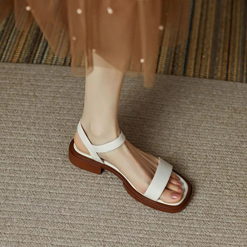 Eira | Women’s French Retro Leather Flat Sandals