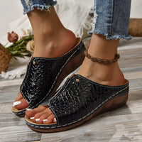 Selena | Women’s Summer Croc-Embossed Wedge Sandals