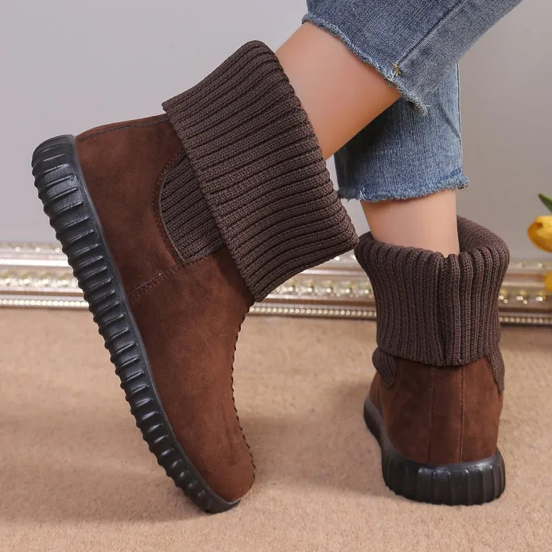 Daniela |Flat Knit Winter Ankle Boots for Women