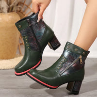 Tamsin | Women’s Retro Rivet Side Zip Ankle Boots