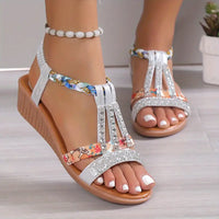 Kasia® | Boho Glam Rhinestone Braided Wedge Sandals