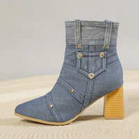 Lily | Denim Chunky Heel Ankle Boots