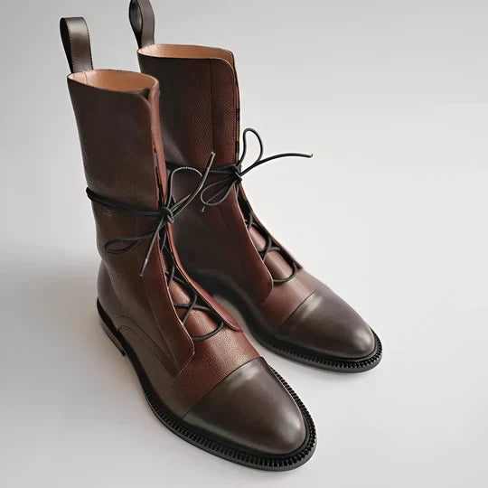 Alina | Women's Leather Ankle Boots With Cap Toe