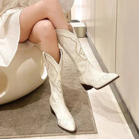 Alexa | Women’s Chic Western Boots with Embroidery