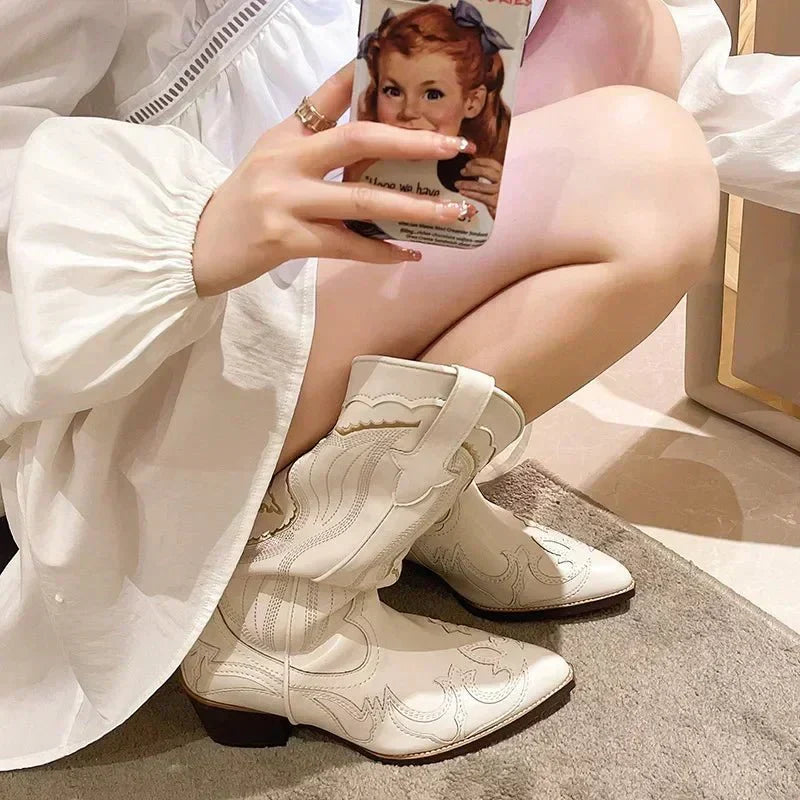 Alexa | Women’s Chic Western Boots with Embroidery